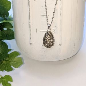 *Bundle and Save* Spiral Teardrop Silver and Clear Stone Pendant Necklace